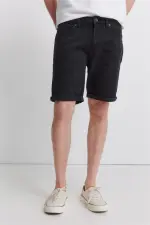 Базовые черные джинсовые бермуды slim fit