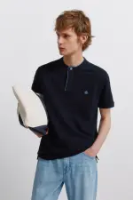 Поло з піке зі стоячим коміром slim fit