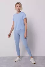 Нежно-голубые бесшовные леггинсы Comfort