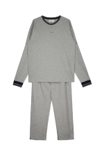 Длинная пижама из хлопкового джерси однотонного серого цвета