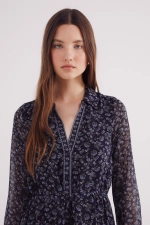 Платье-рубашка миди с цветочным принтом