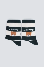 Довгі шкарпетки в смужку з ведмедиком