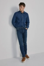 Потертые джинсы скинни темного цвета (размер 31)