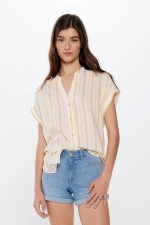 Базова блузка з бавовни з коміром-мао