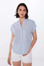 Базовая блузка из хлопка с воротником-мао