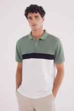 Футболка-поло Slim fit колор-блок