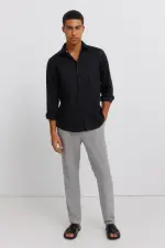Фактурные брюки из льна comfort slim fit