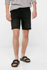 Базовые черные джинсовые шорты-бермуды кроя slim fit с эффектом потертости