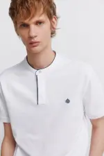 Поло з піке зі стоячим коміром slim fit