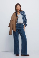 Картата сорочка з люрексом та кишенею