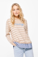 Смугастий светр з вишивкою "Living"