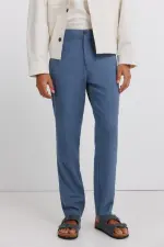 Фактурные брюки из льна comfort slim fit