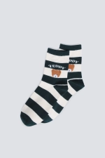 Довгі шкарпетки в смужку з ведмедиком