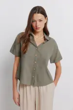 Лляна сорочка з коротким рукавом