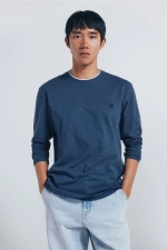 Футболка з довгим рукавом у подвійну мікросмужку