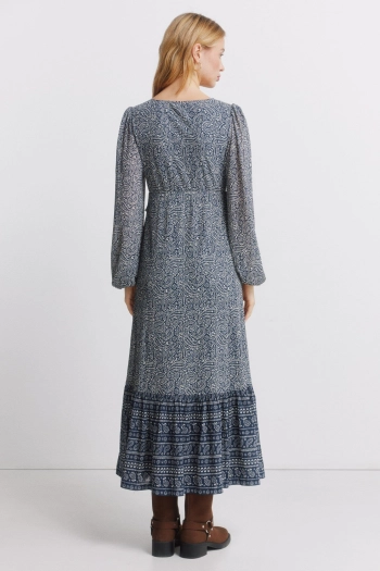 Платье миди с воланом на талии и принтом