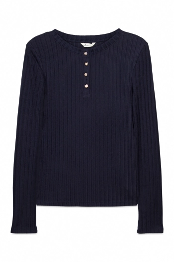 Футболка з ребристою горловиною на ґудзиках