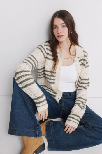 Смугастий кардиган pointelle