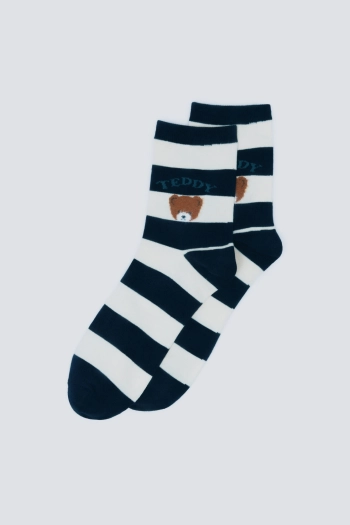 Довгі шкарпетки в смужку з ведмедиком
