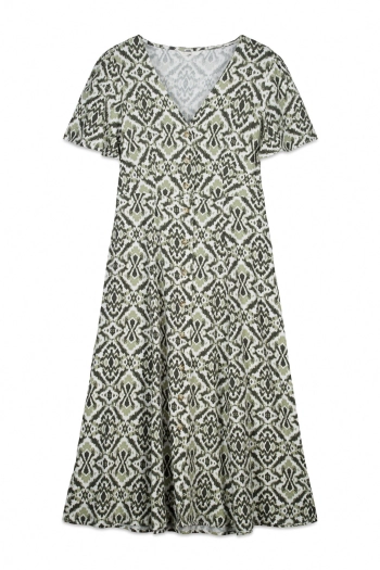 Лляна сукня-сорочка з принтом