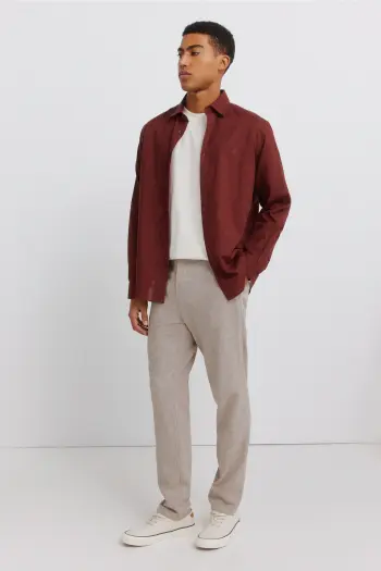 Фактурные брюки из льна comfort slim fit
