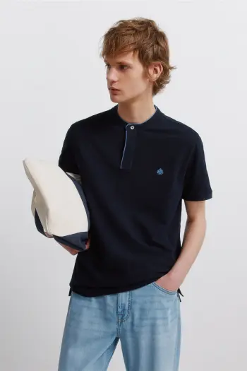 Поло з піке зі стоячим коміром slim fit