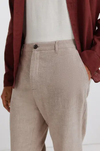 Фактурные брюки из льна comfort slim fit