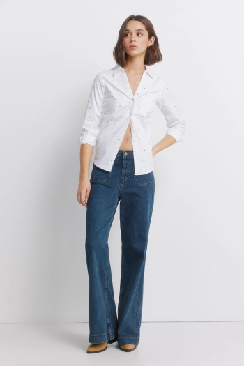 Сорочка з тканини Oxford з V-подібним вирізом