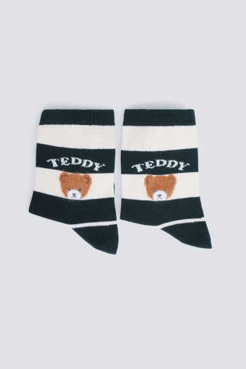 Довгі шкарпетки в смужку з ведмедиком