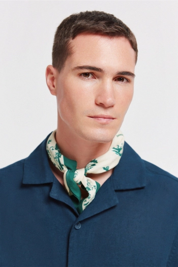 Льняная рубашка с коротким рукавом