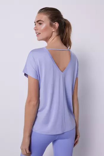 Сиреневая футболка Tencel с короткими рукавами