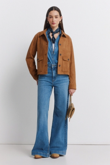 Куртка зі штучної замші з кишенями