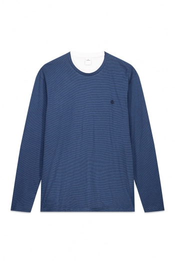 Футболка з довгим рукавом у подвійну мікросмужку