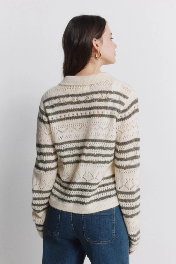 Смугастий кардиган pointelle