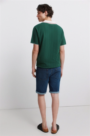 Базовые джинсовые бермуды темно-синего цвета slim fit