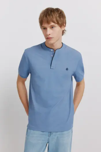 Поло з піке зі стоячим коміром slim fit
