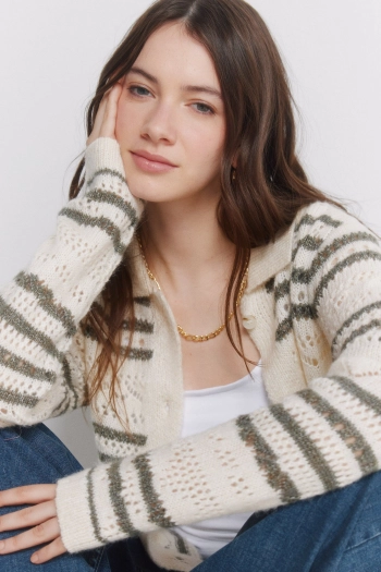 Смугастий кардиган pointelle