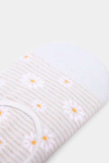 Шкарпетки-невидимки смугасті з принтом у вигяді квітів