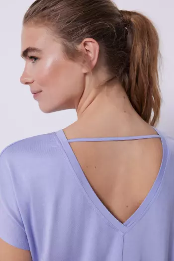 Сиреневая футболка Tencel с короткими рукавами