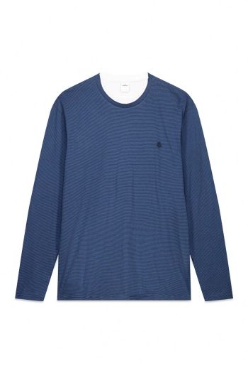 Футболка з довгим рукавом у подвійну мікросмужку