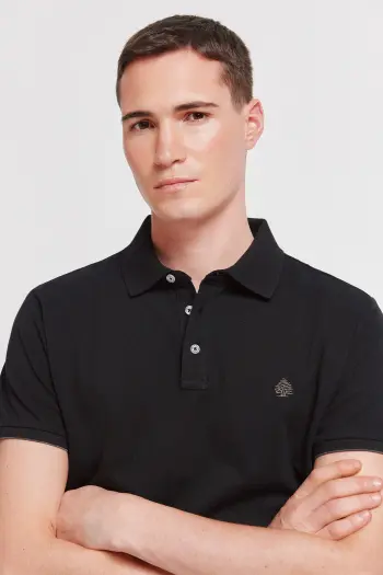 Поло піке Slim Fit з контрастними манжетами