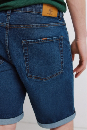 Базовые джинсовые бермуды темно-синего цвета slim fit