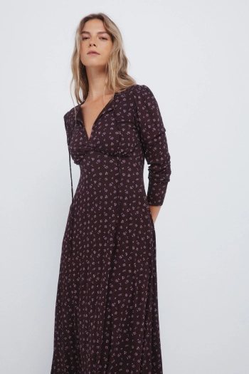 Сукня-міді з дрібним квітковим принтом