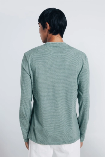 Футболка з довгим рукавом у подвійну мікросмужку