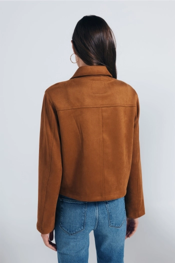 Куртка из искусственной замши с накладными карманами