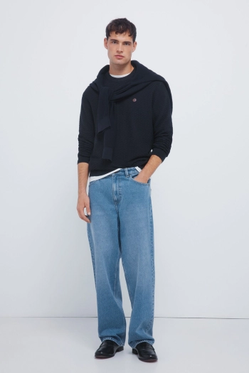 Структурированный джемпер с круглым вырезом