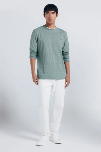 Футболка з довгим рукавом у подвійну мікросмужку