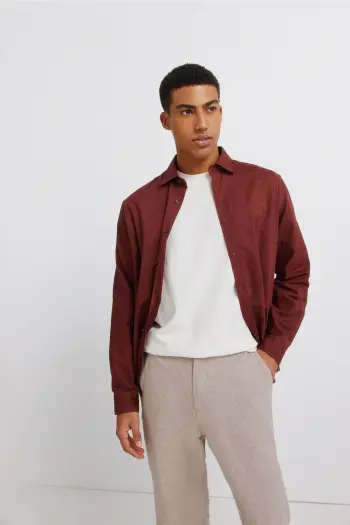 Фактурные брюки из льна comfort slim fit