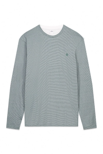 Футболка з довгим рукавом у подвійну мікросмужку