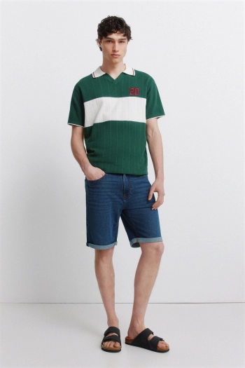 Базовые джинсовые бермуды темно-синего цвета slim fit